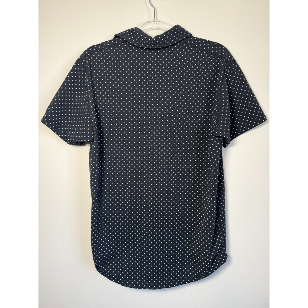 Bylt Polo Shirt Men’s Drop Cut Lux Short Sleeve Polka Dots Navy Blue Size M - Picture 2 of 4